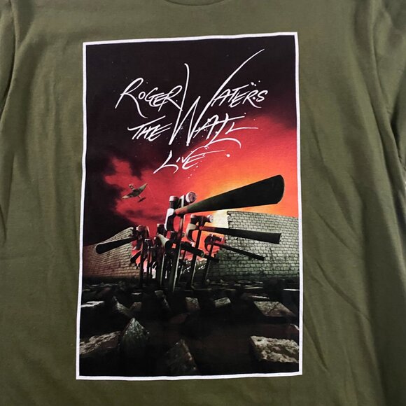 NWOT Roger Waters The Wall Live 2012 Tour T Shirt Men's Medium Green - Picture 6 of 11